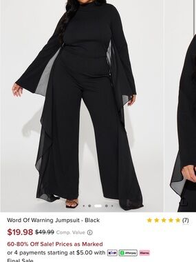 Fashion Nova Black Flowy Sleeve Jumpsuit